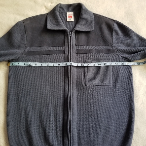 80s Vintage ST. MICHAEL Suede Accent Zip-up Cardigan Sweater Size 42 / XL - Picture 13 of 15
